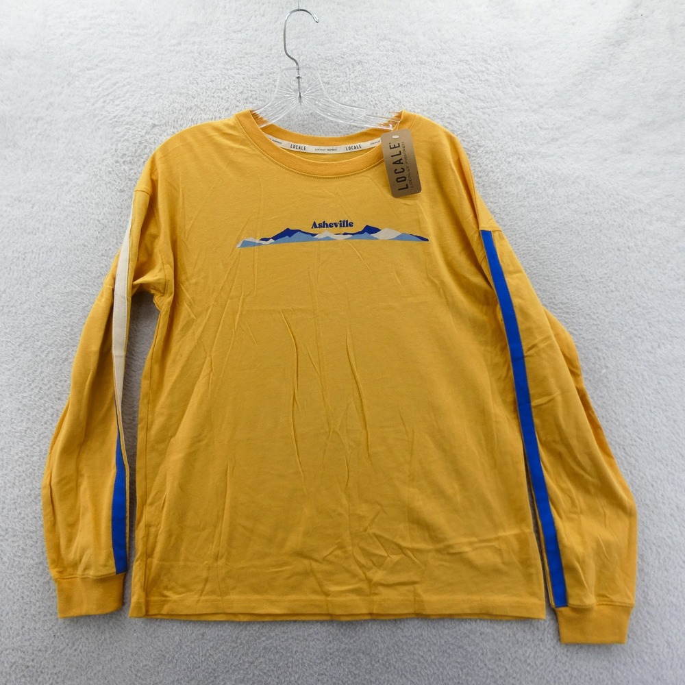 Locale Shirt Womens Medium Asheville North Carolina Yellow Long Sleeve‎ Cotton